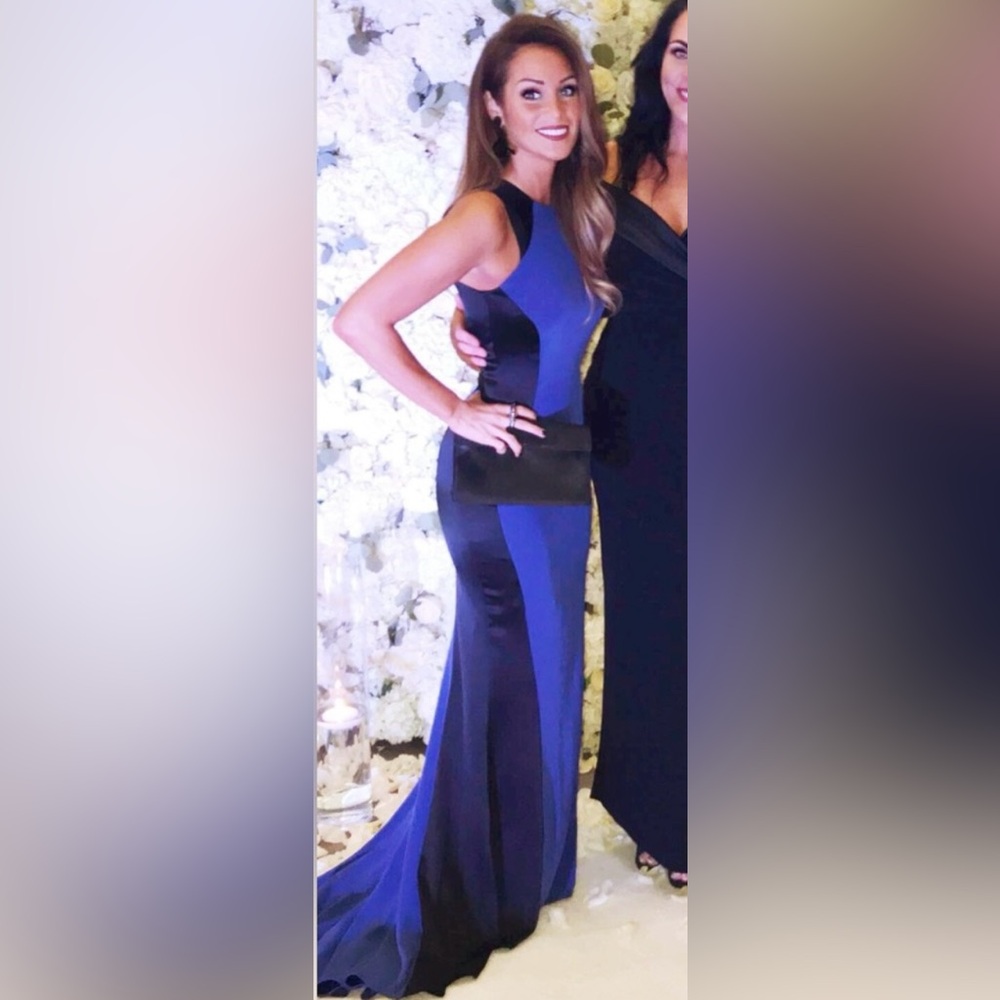 Nha khanh blue and black gown dress